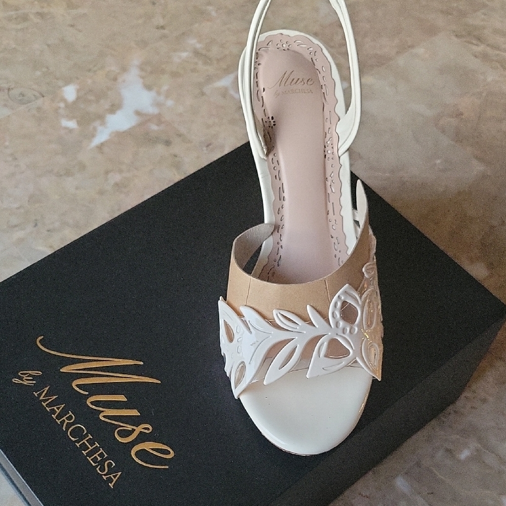 White and Tan Women's Shoe. Worn Once.